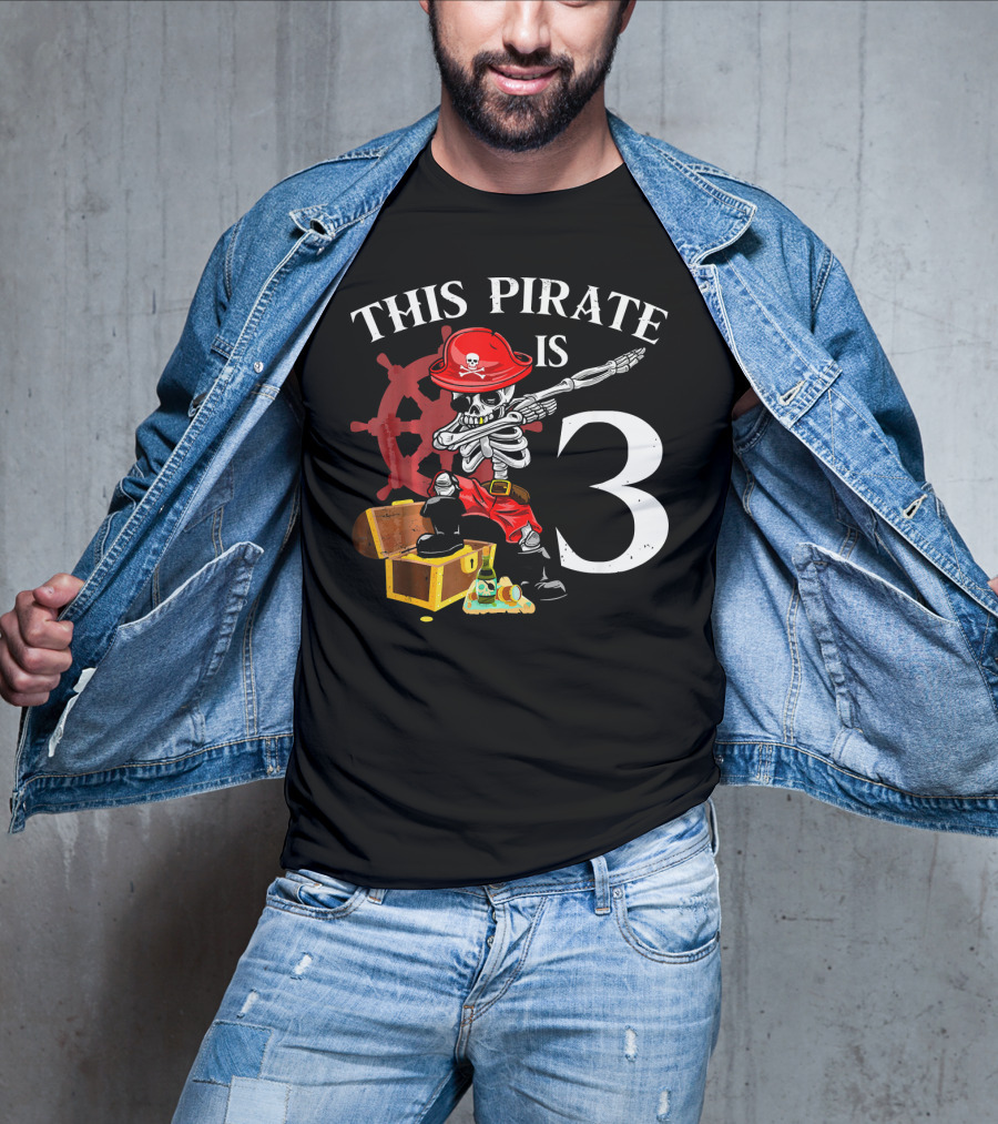 This Pirate Is 3 Funny Dabbing Pirate Birthday T-Shirt