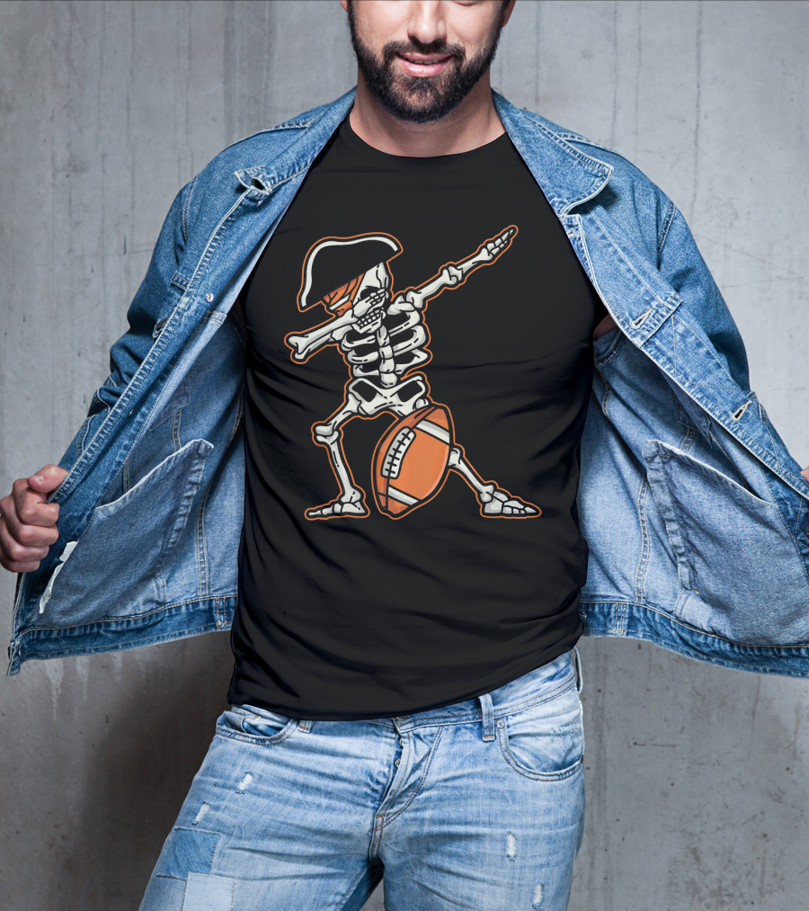 Dabbing Skeleton Pirate With Football Cool T-Shirt