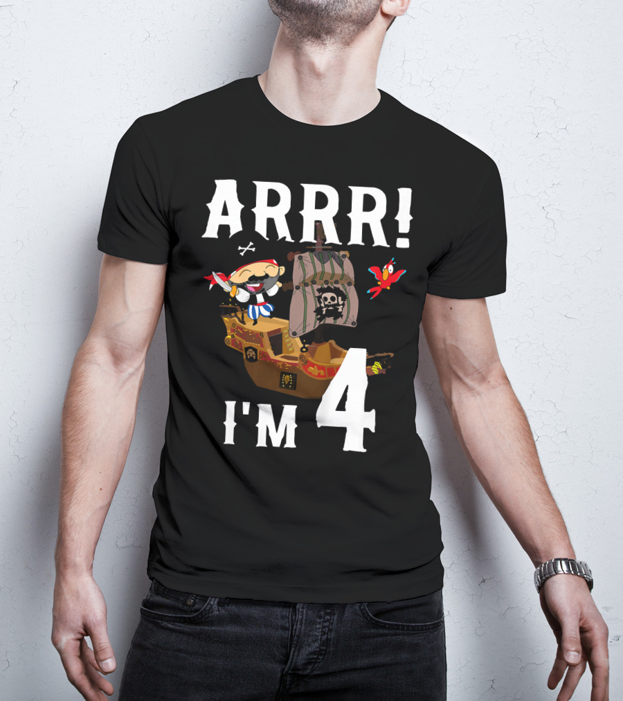 ARRR I'm 4 Pirate Birthday Kids T-Shirt