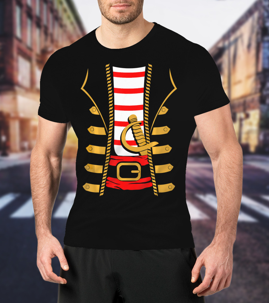 Pirate Halloween Costume Sword Striped T-Shirt