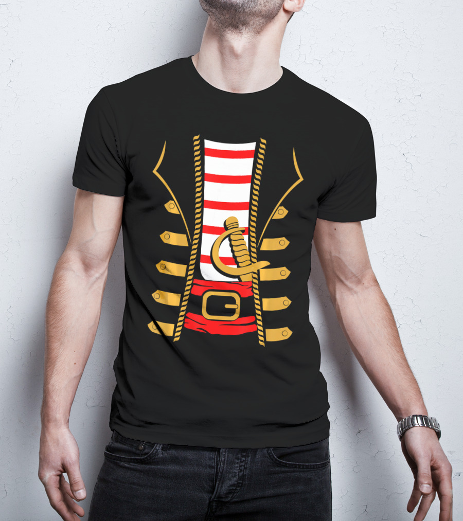 Pirate Halloween Costume Sword Striped T-Shirt