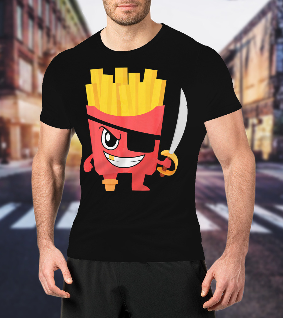 Pirate French Fry Box With Eyepatch And Sword T-Shirt