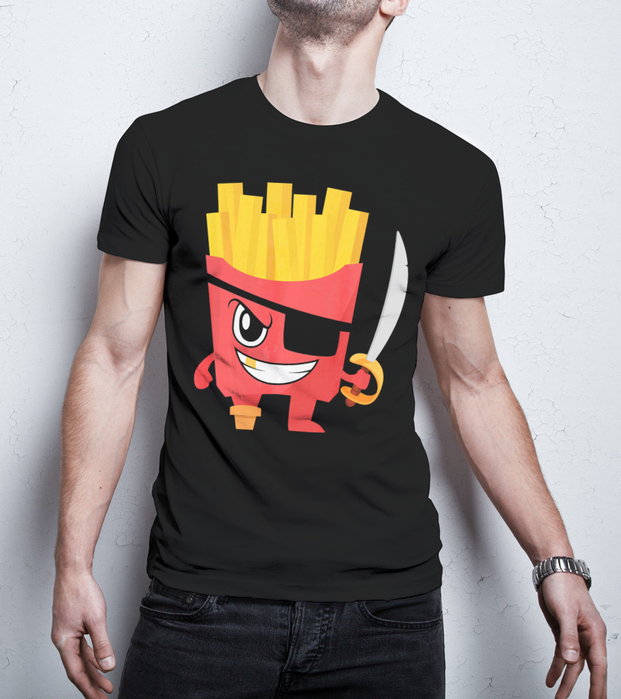 Pirate French Fry Box With Eyepatch And Sword T-Shirt