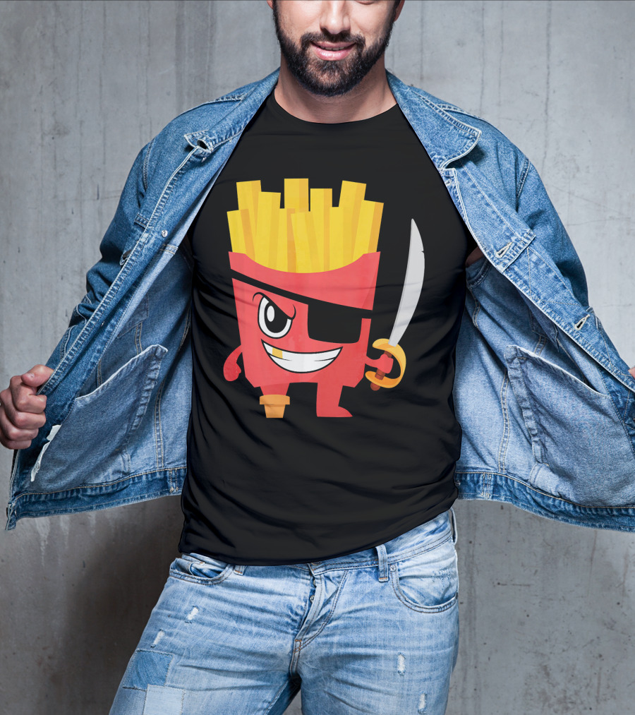Pirate French Fry Box With Eyepatch And Sword T-Shirt