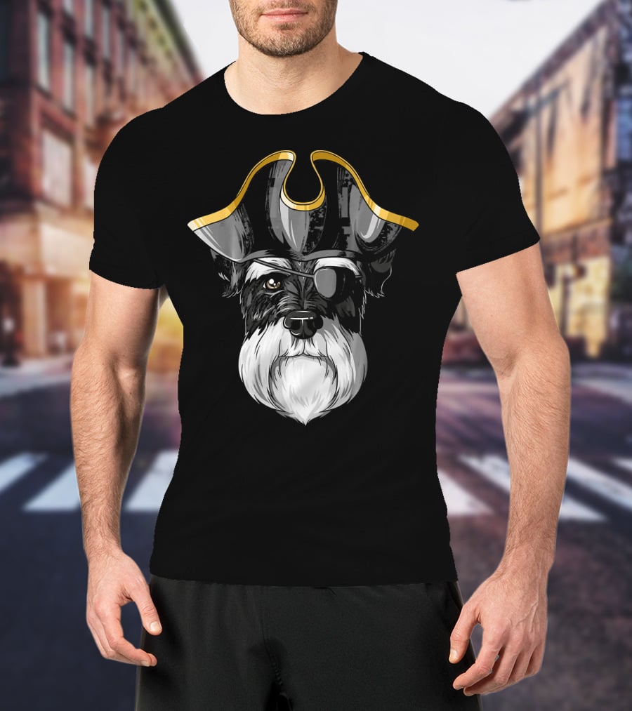 Pirate Schnauzer With Eyepatch And Pirate Hat T-Shirt