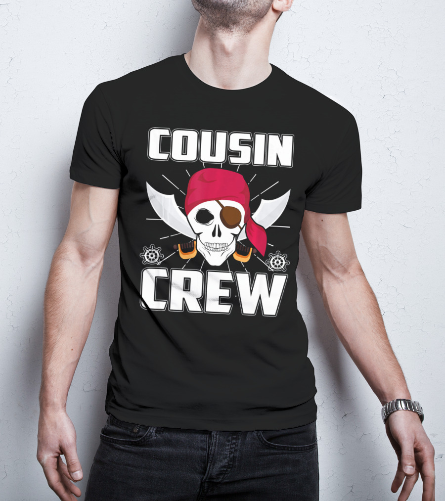 Cousin Crew Pirate Skull Bandana Eyepatch Swords Helmets T-Shirt