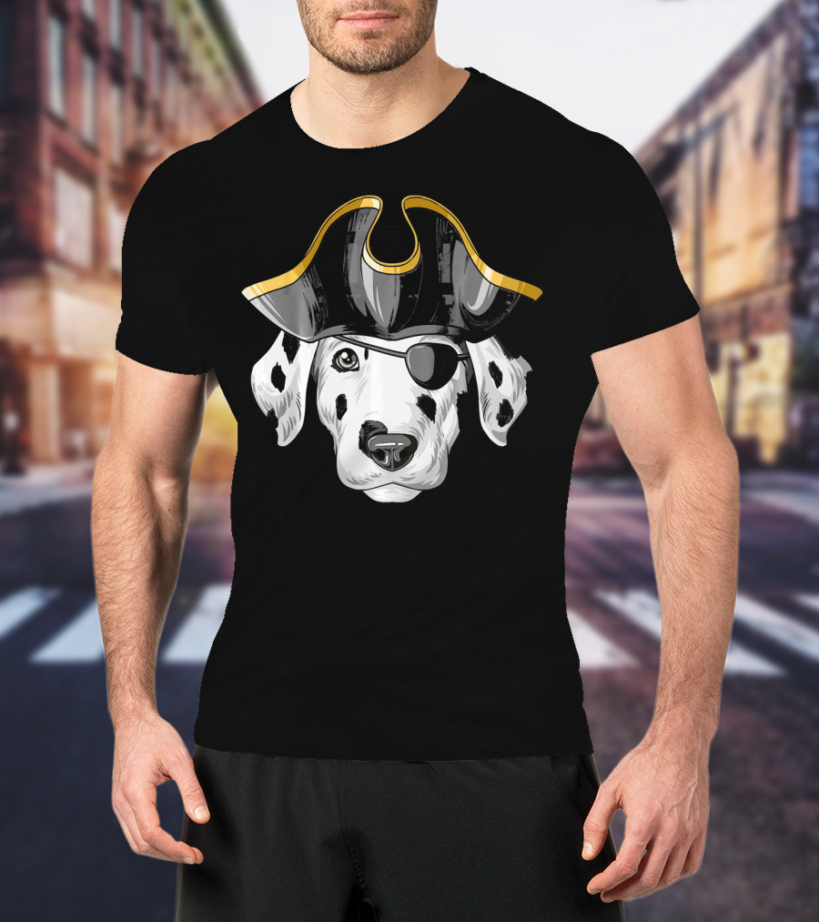 Pirate Dalmatian Eyepatch Tricorn Hat Dalmatian T-Shirt