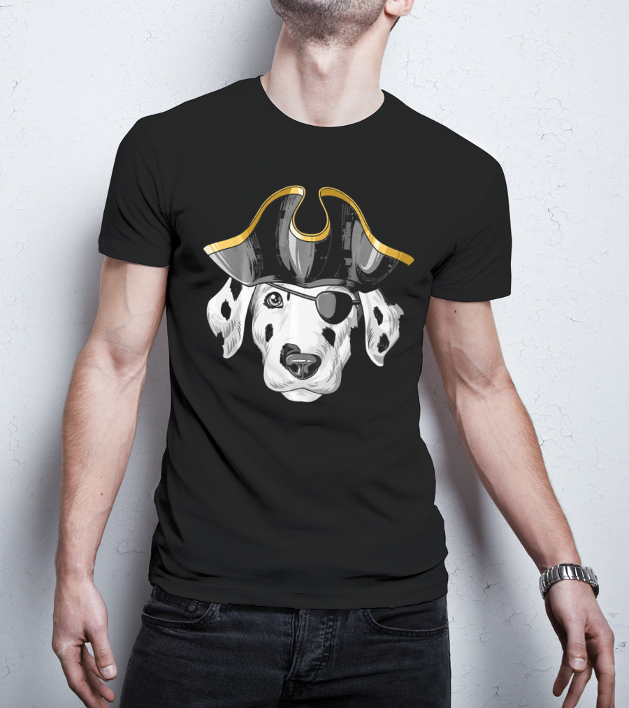 Pirate Dalmatian Eyepatch Tricorn Hat Dalmatian T-Shirt