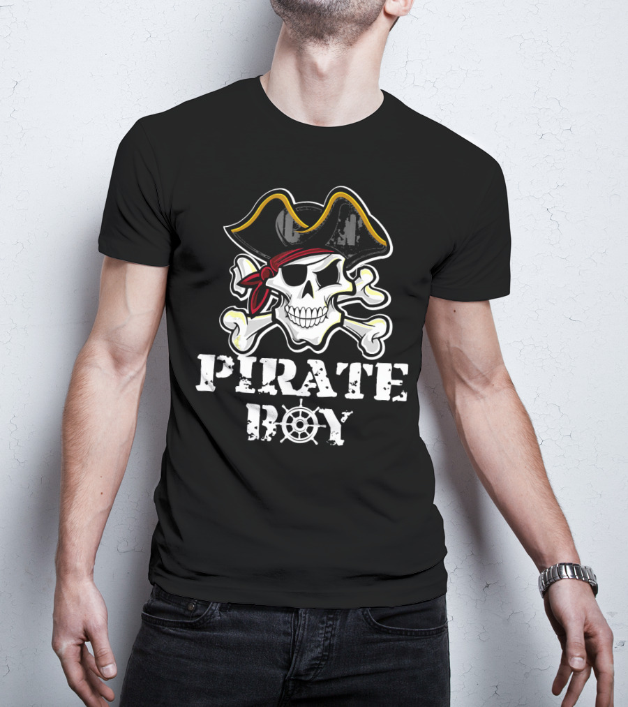 Pirate Boy Skull And Crossbones Halloween Birthday Party T-Shirt