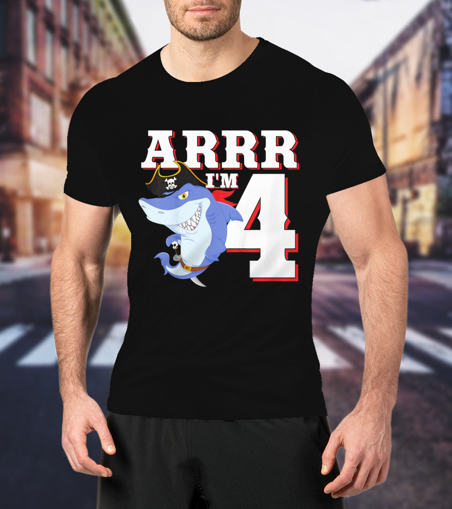 ARRR I'm 4 Kids Pirate Shark Birthday T-Shirt