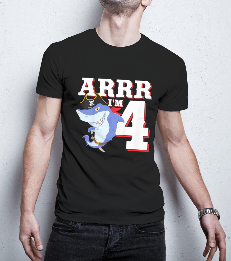 ARRR I'm 4 Kids Pirate Shark Birthday T-Shirt