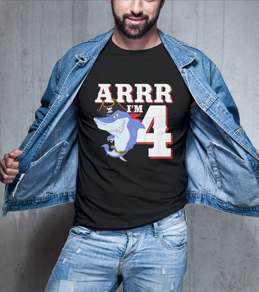 ARRR I'm 4 Kids Pirate Shark Birthday T-Shirt