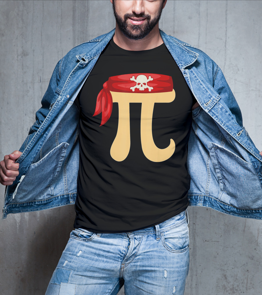 Pirate Pi Skull Crossbones Halloween Costume Math Pie T-Shirt
