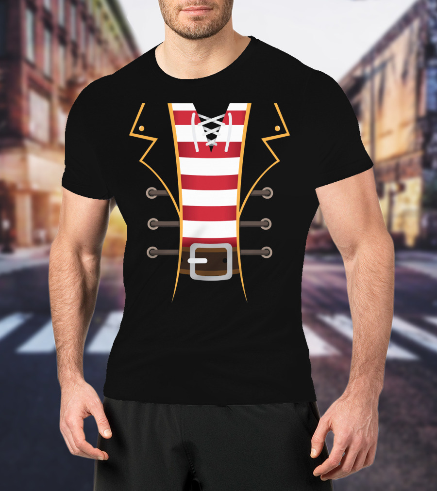 Pirate Buccaneer Novelty Diy Costume Striped Shirt Belt T-Shirt
