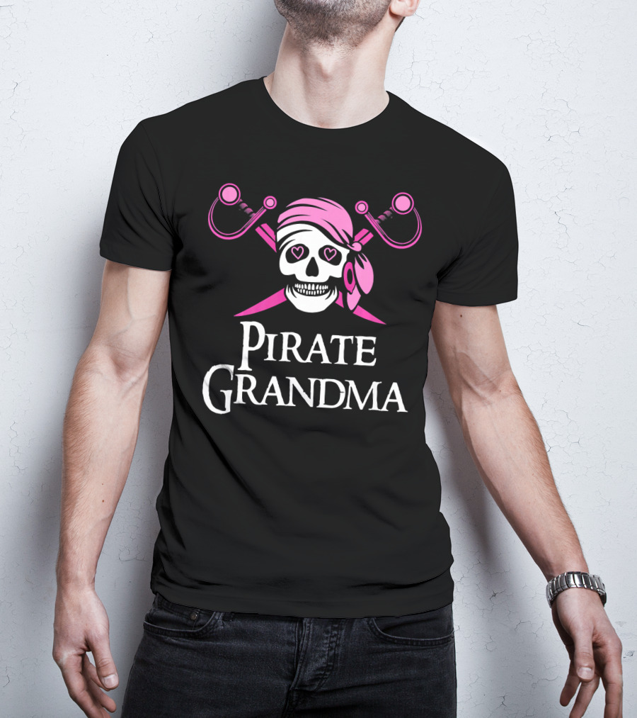 Pirate Grandma Pink Skull And Crossbones T-Shirt