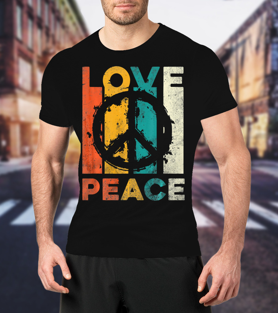 Love Peace Retro 60s 70s Vibe With Tie Dye Peace Sign T-Shirt