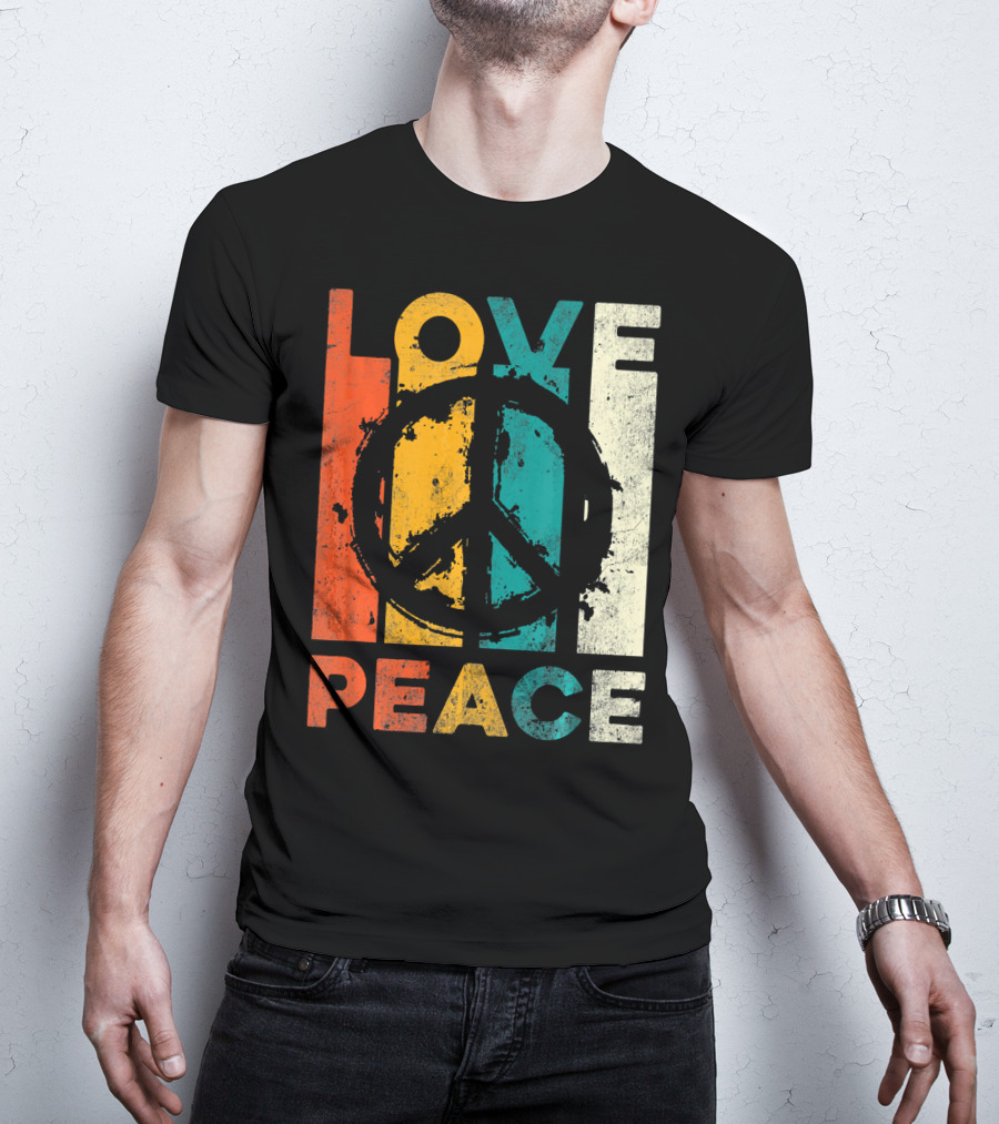Love Peace Retro 60s 70s Vibe With Tie Dye Peace Sign T-Shirt