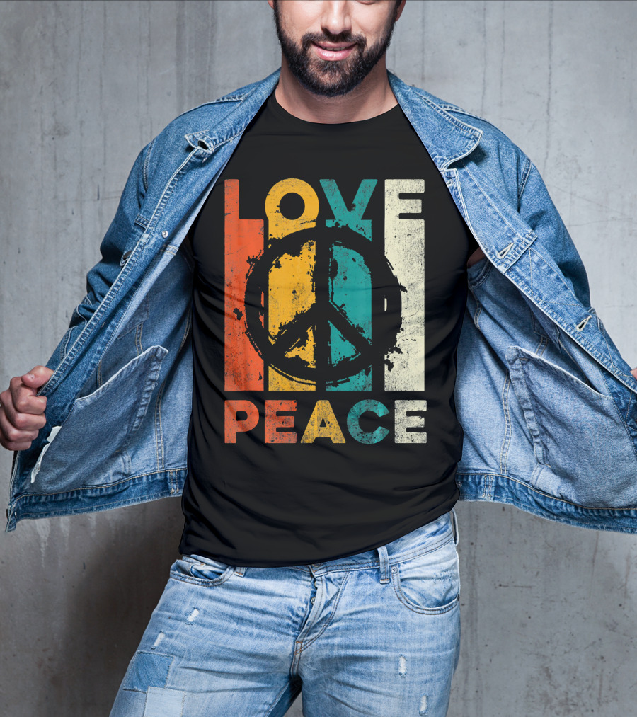 Love Peace Retro 60s 70s Vibe With Tie Dye Peace Sign T-Shirt