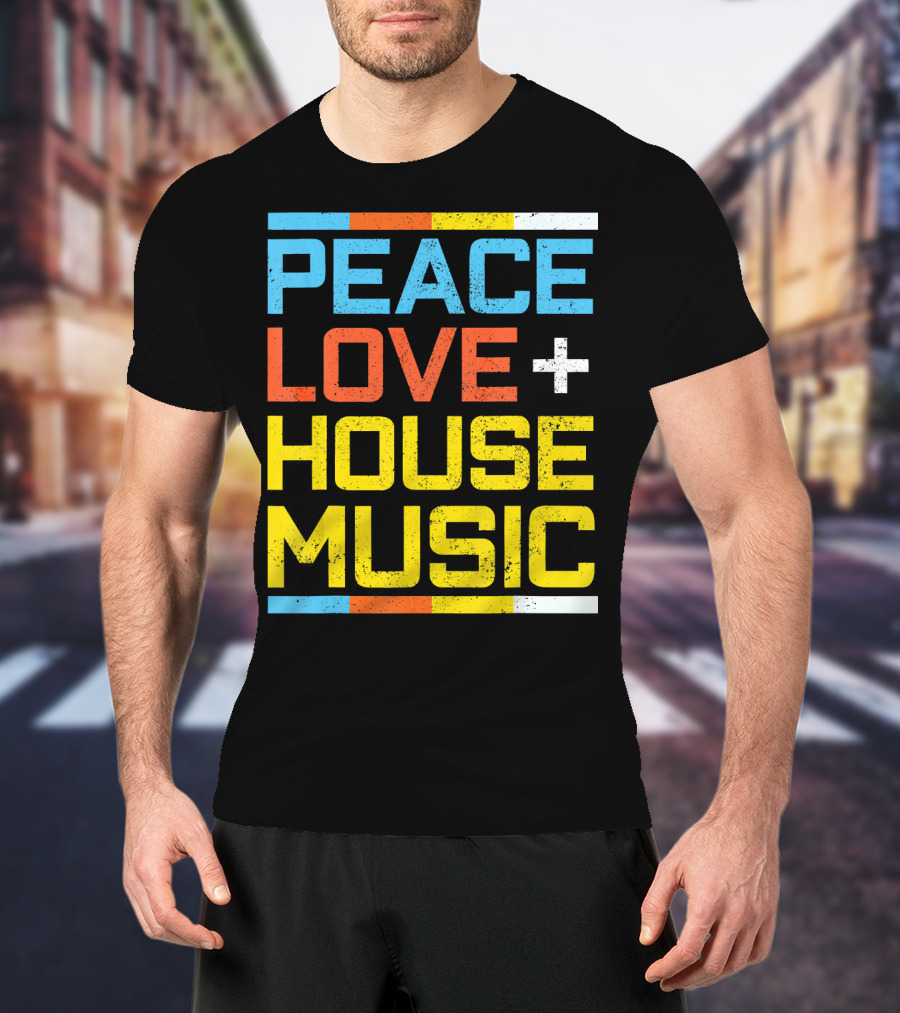 Peace Love House Music Vintage Retro T-Shirt