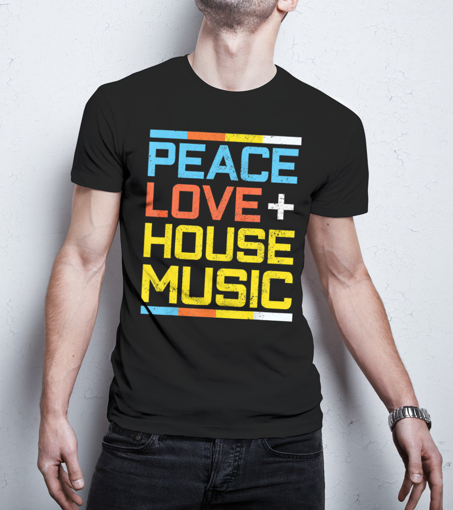 Peace Love House Music Vintage Retro T-Shirt