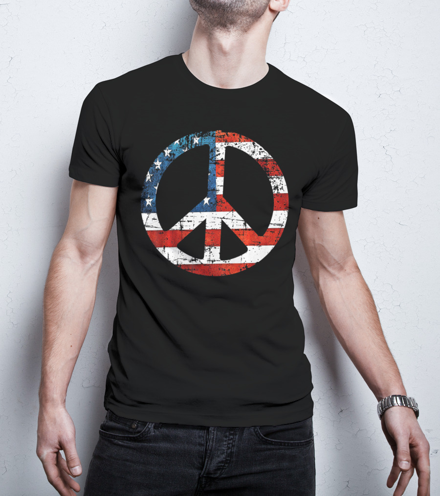 Peace Sign American Flag USA Peac T-Shirt