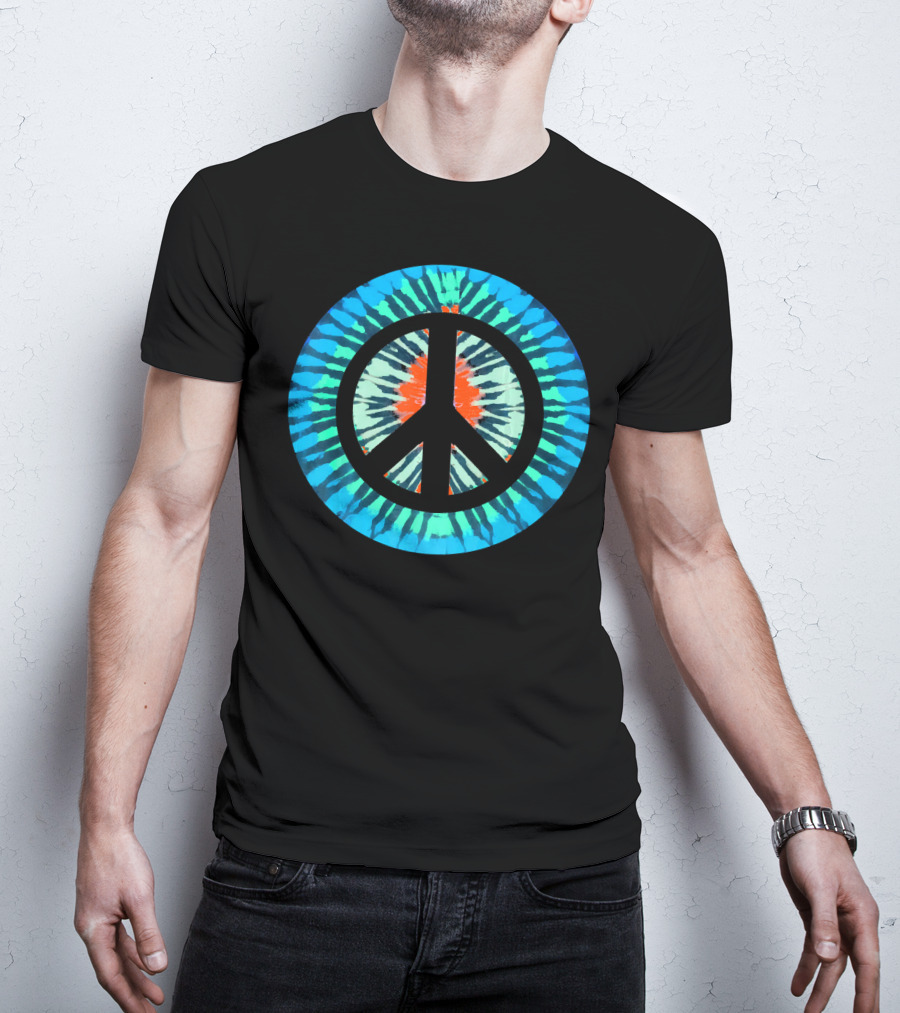 Tie Dye Peace Sign Colorful Retro Psychedelic 60s T-Shirt