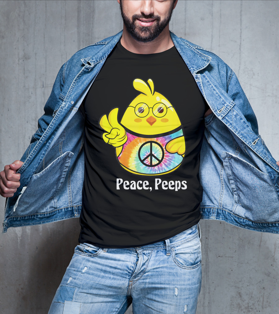 Peace Peeps Easter Tie Dye Chick With Glasses And Peace Sign T-Shirt