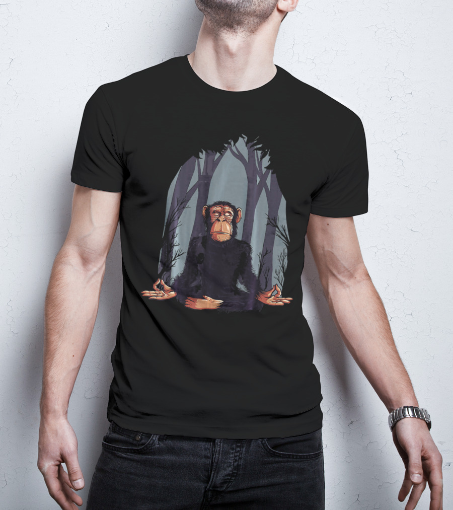 Zen Meditation Monkey In Forest Peace T-Shirt