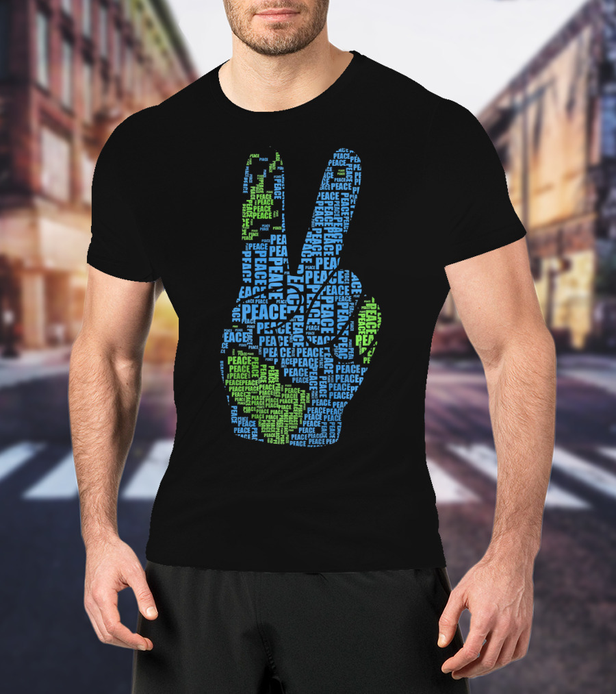 Peace Sign Fingers Hand Earth Love Peace Peace Peace Hippi T-Shirt