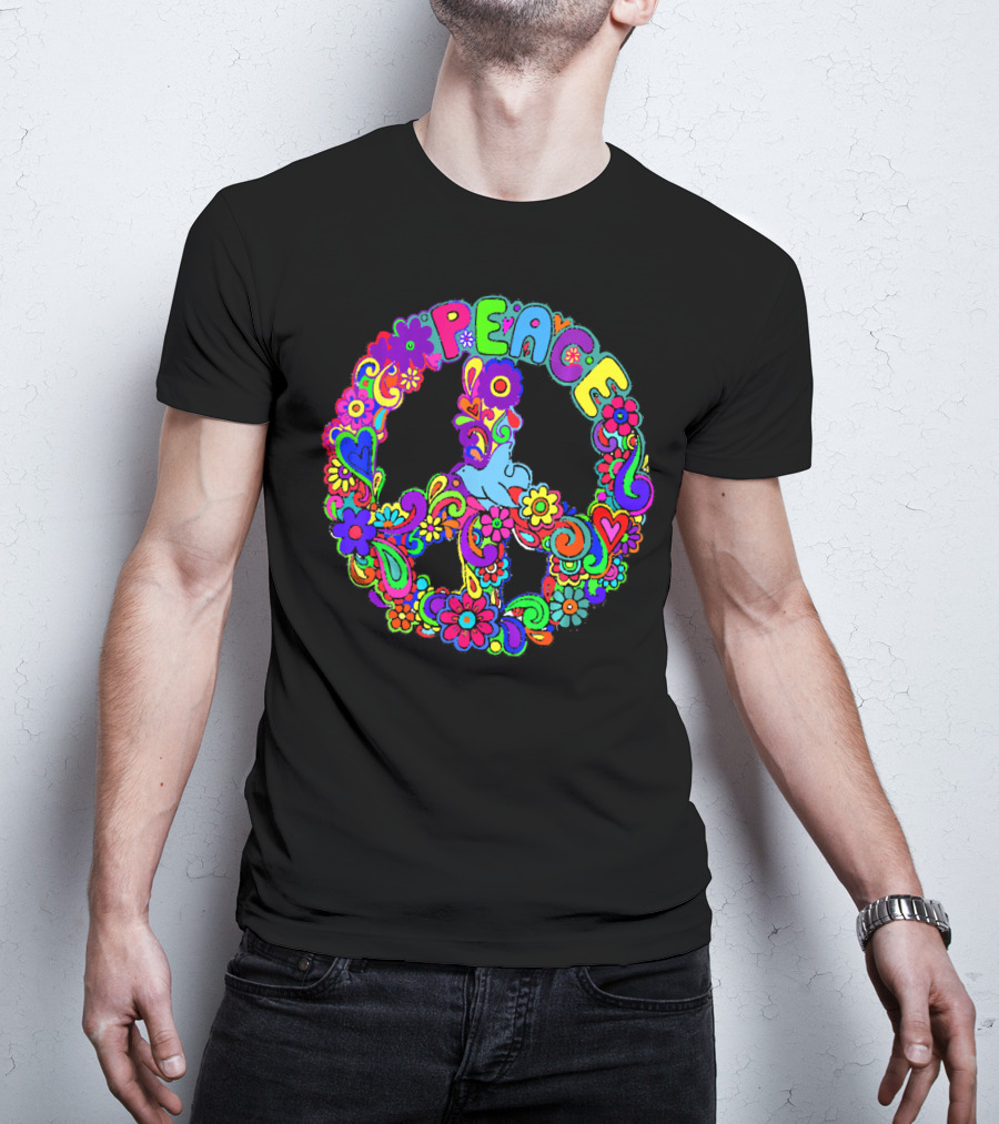 Diva Duds Colorful Floral Peace Sign T-Shirt