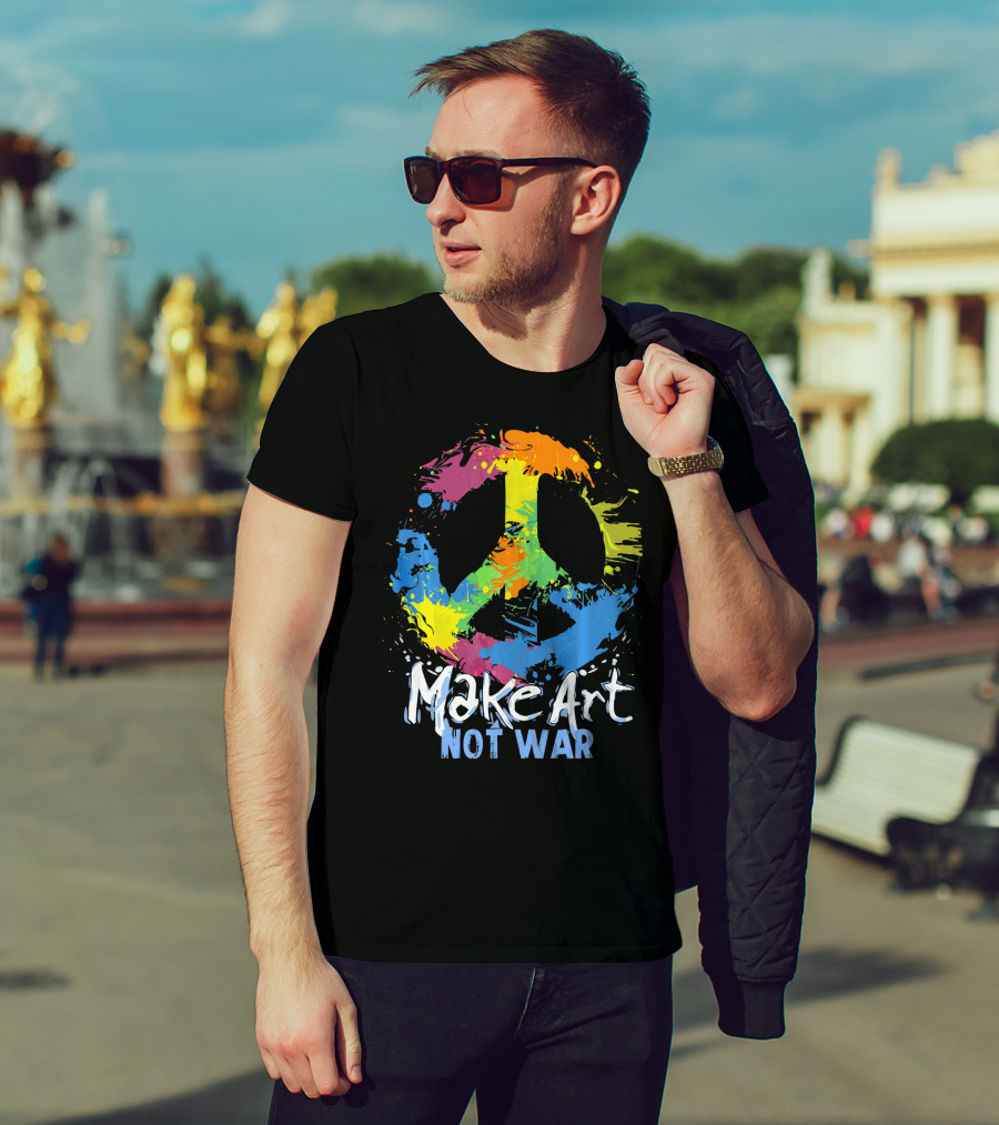 Make Art Not War Peace Symbol Colorful Splatter T-Shirt