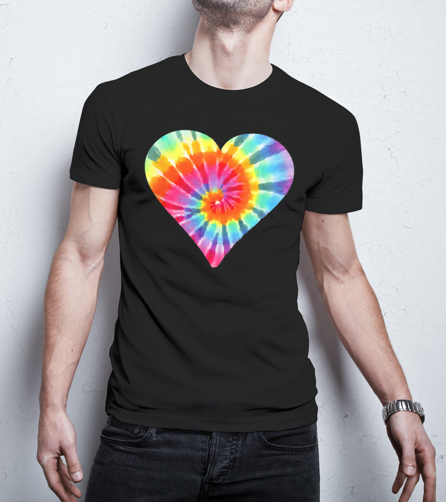 Tie Dye Hippie Heart Peace Spiral Rainbow Heart T-Shirt