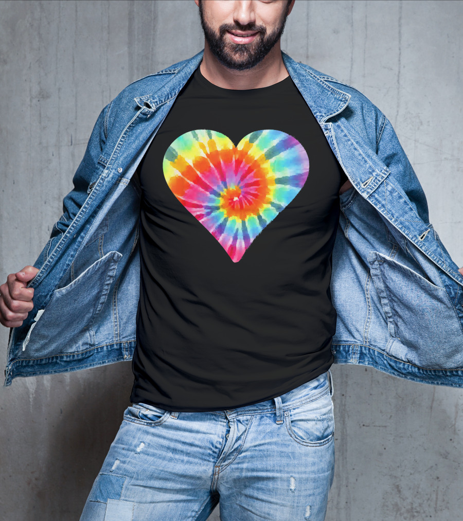 Tie Dye Hippie Heart Peace Spiral Rainbow Heart T-Shirt