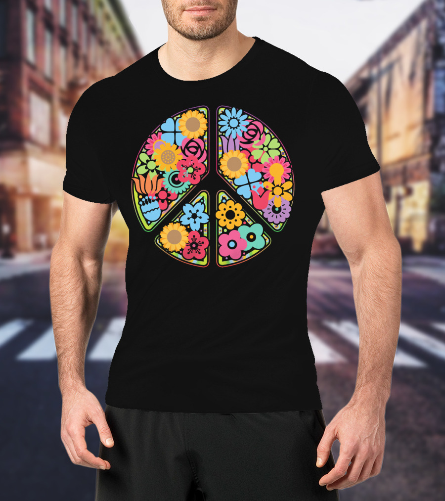 Flower Peace Love Imagine Floral T-Shirt