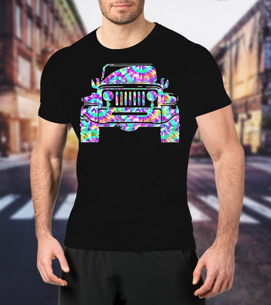 Tie Dye Jeeps Hippie Peace Retro Off-Road Adventure T-Shirt