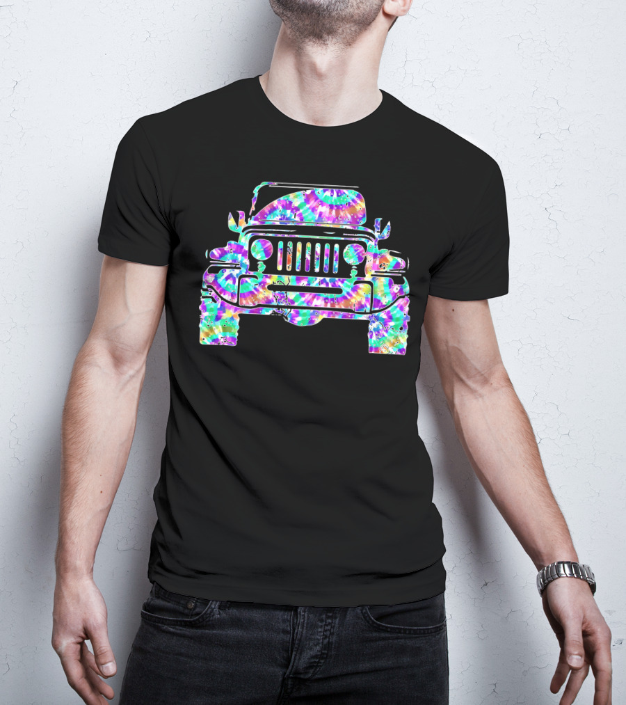 Tie Dye Jeeps Hippie Peace Retro Off-Road Adventure T-Shirt
