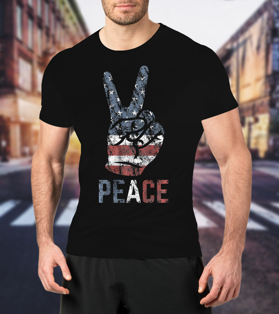 American Flag Peace Sign USA T-Shirt
