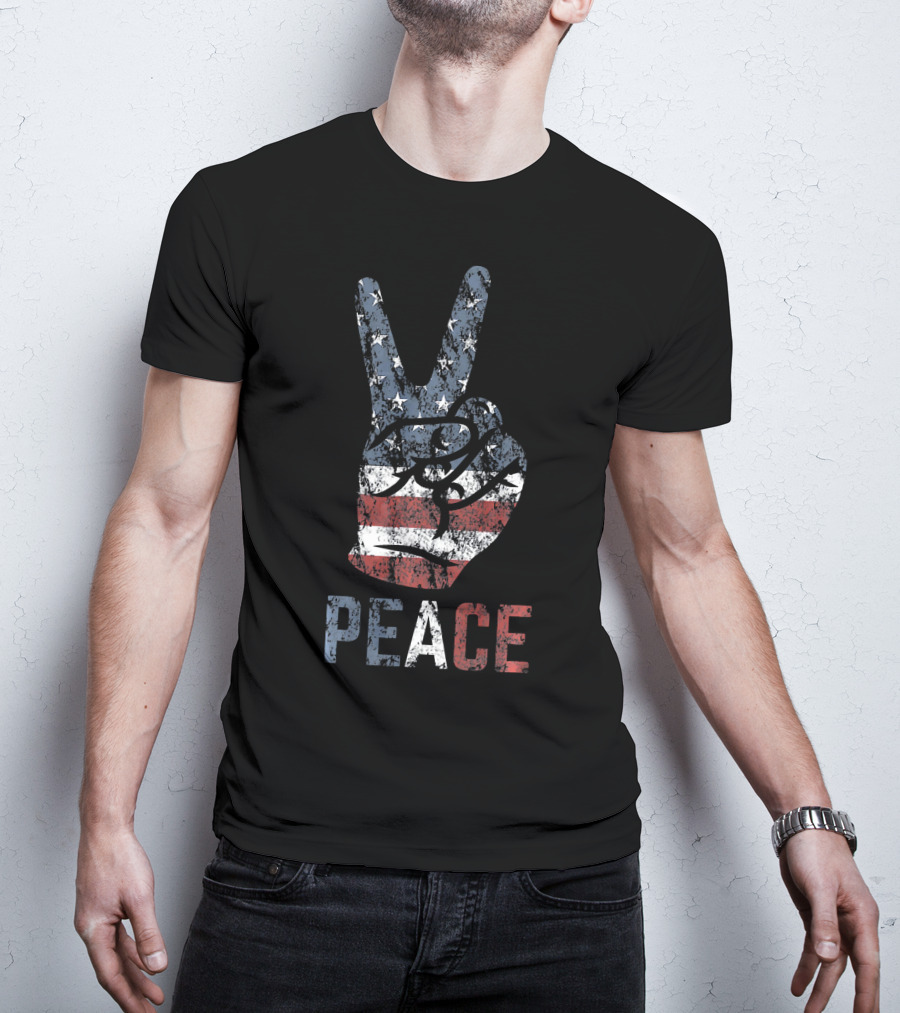 American Flag Peace Sign USA T-Shirt