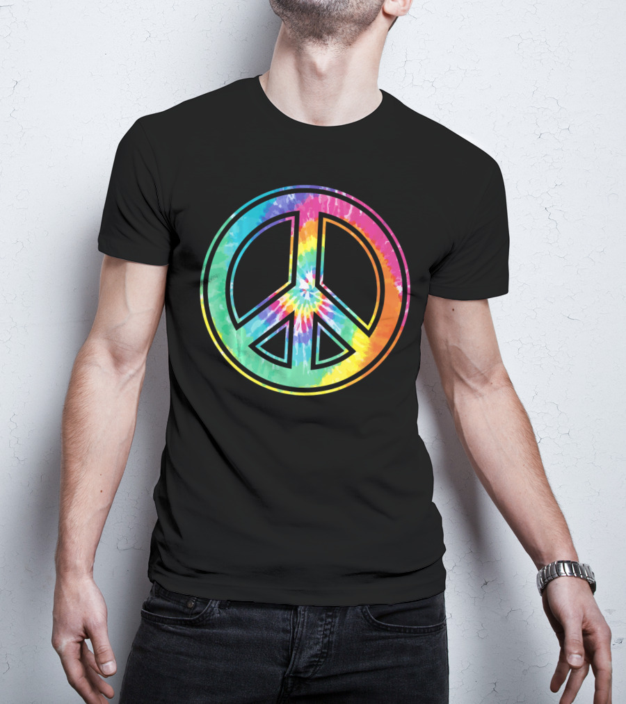 Tie Dye Peace Sign Rainbow Colors T-Shirt