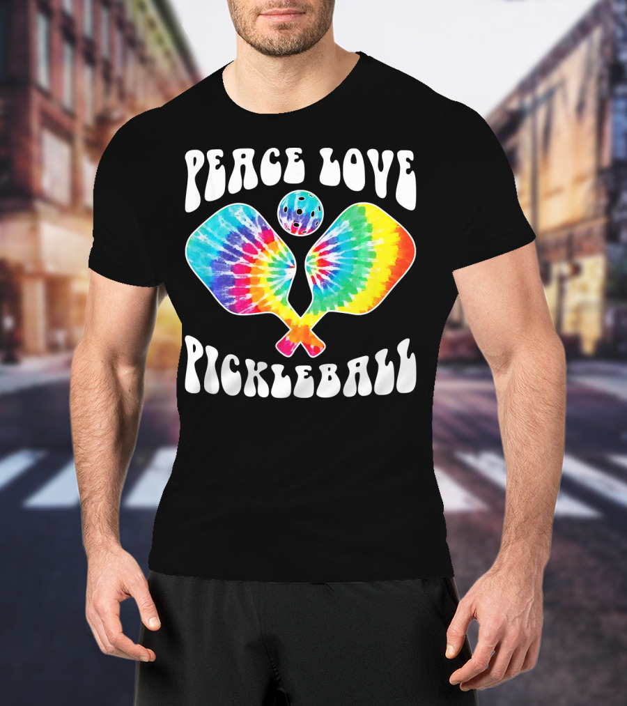 Peace Love Pickleball Vintage Tie Dye Paddles T-Shirt