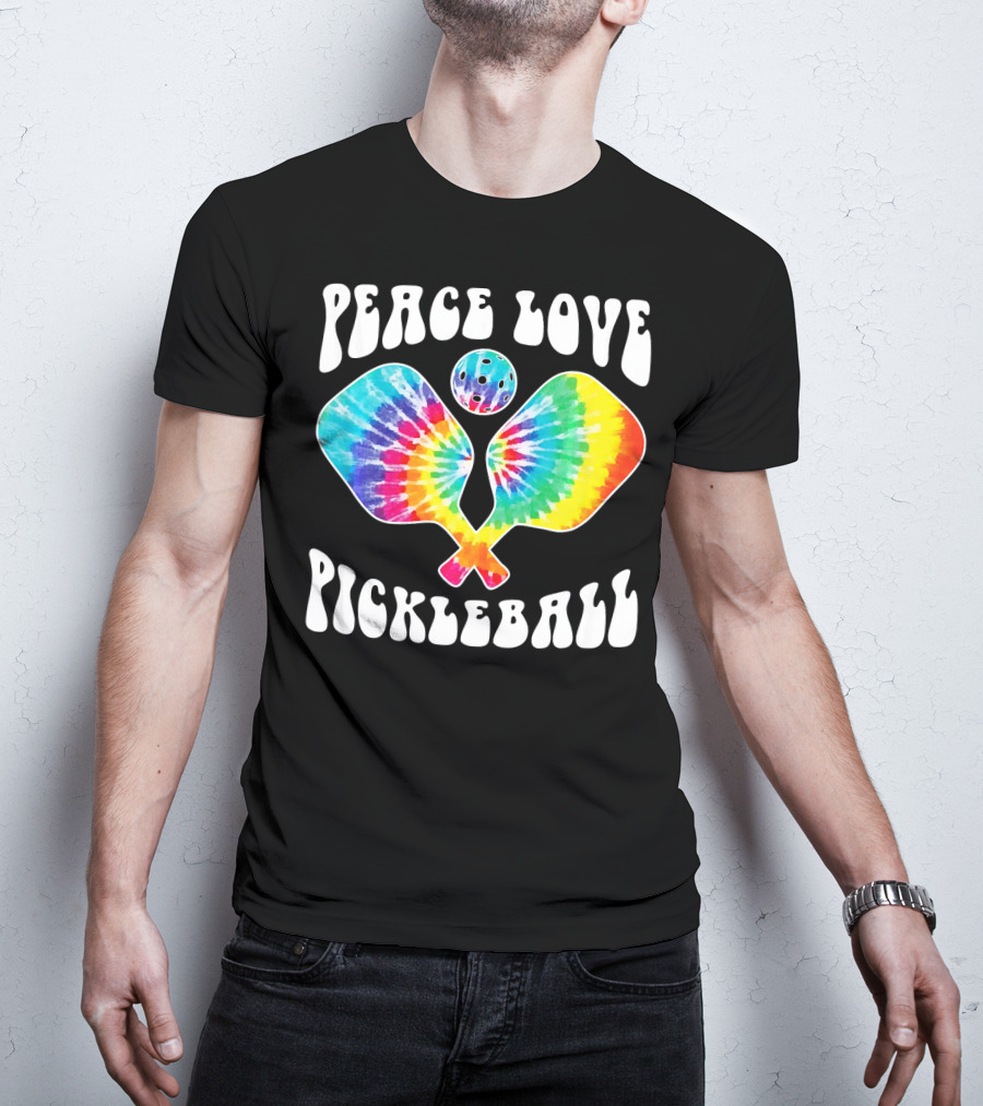 Peace Love Pickleball Vintage Tie Dye Paddles T-Shirt