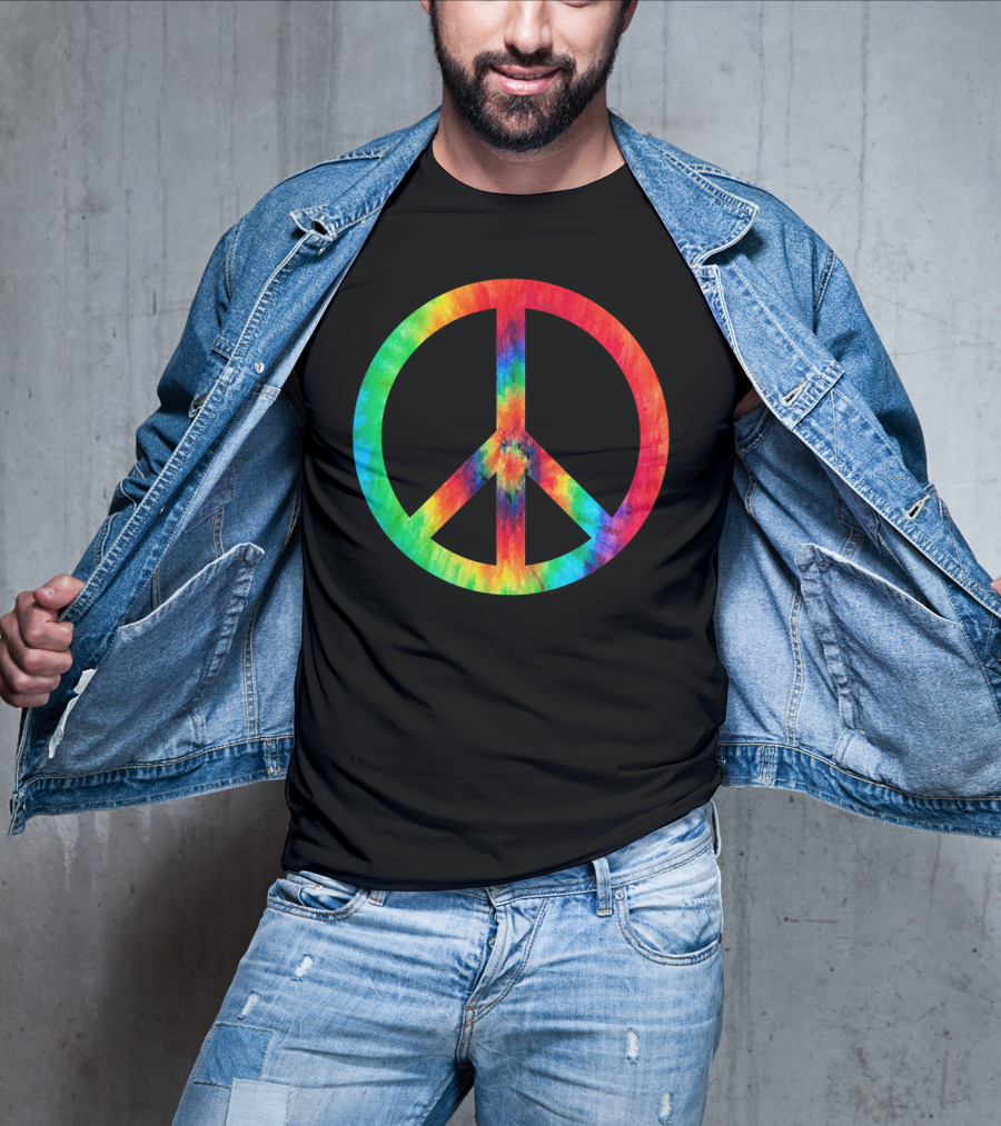 70s Hippie Tie Dye Peace Symbol Men T-Shirt