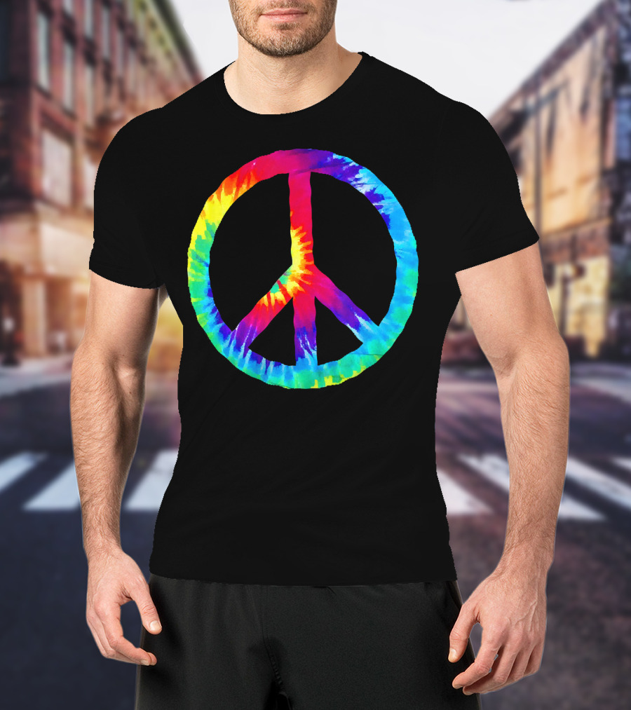 Hippie Rainbow Tie Dye Peace Sign T-Shirt