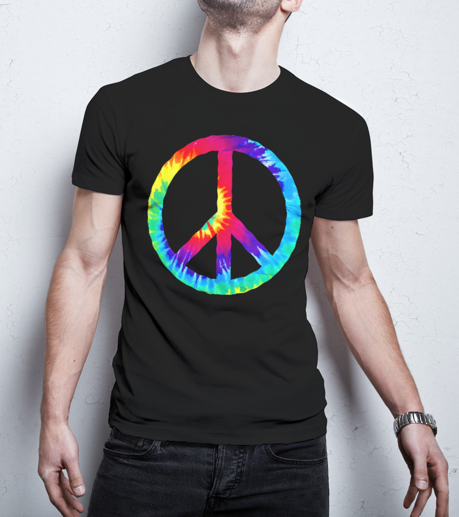 Hippie Rainbow Tie Dye Peace Sign T-Shirt