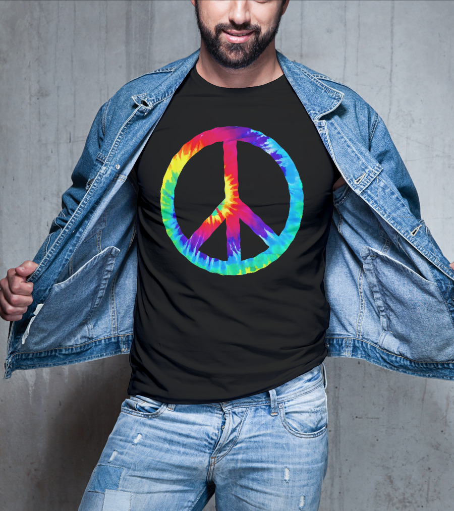 Hippie Rainbow Tie Dye Peace Sign T-Shirt
