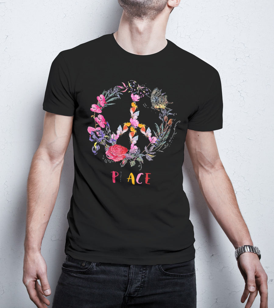 Peace Floral Butterfly Circle T-Shirt