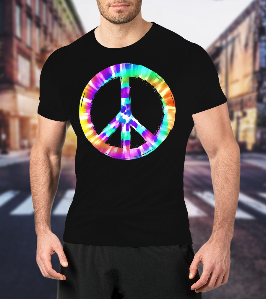 Colorful Tie Dye Peace Sign Vibrant T-Shirt