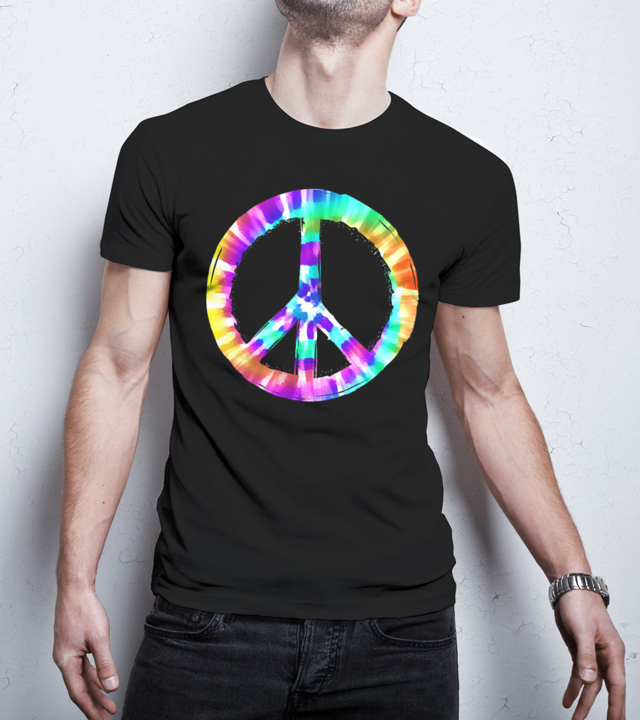Colorful Tie Dye Peace Sign Vibrant T-Shirt