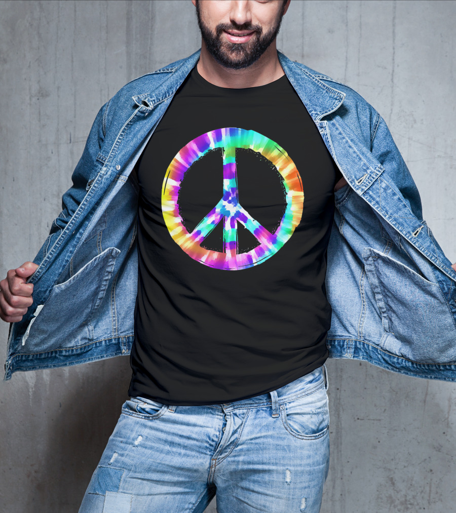 Colorful Tie Dye Peace Sign Vibrant T-Shirt