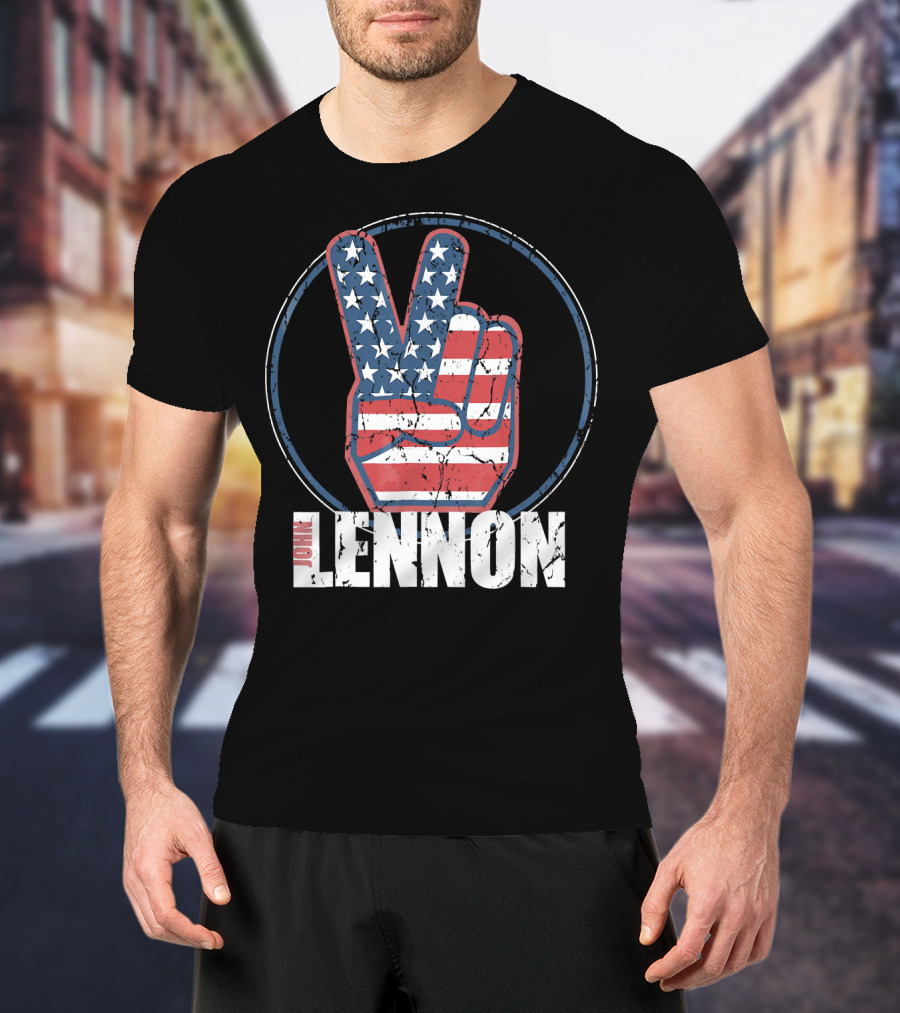 John Lennon Red White Blue Peace American Flag Victory T-Shirt